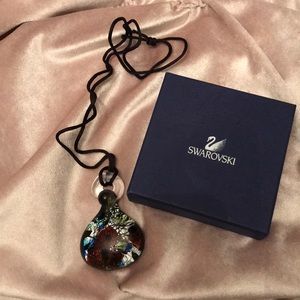 Swarovski glass pendant on rope